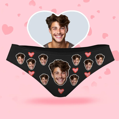 Picture of Customized underwear | Custom Face Women's Panties, Pink Heart With His Face Style Underwear, Birthday Gifts for Wife and Girlfriend