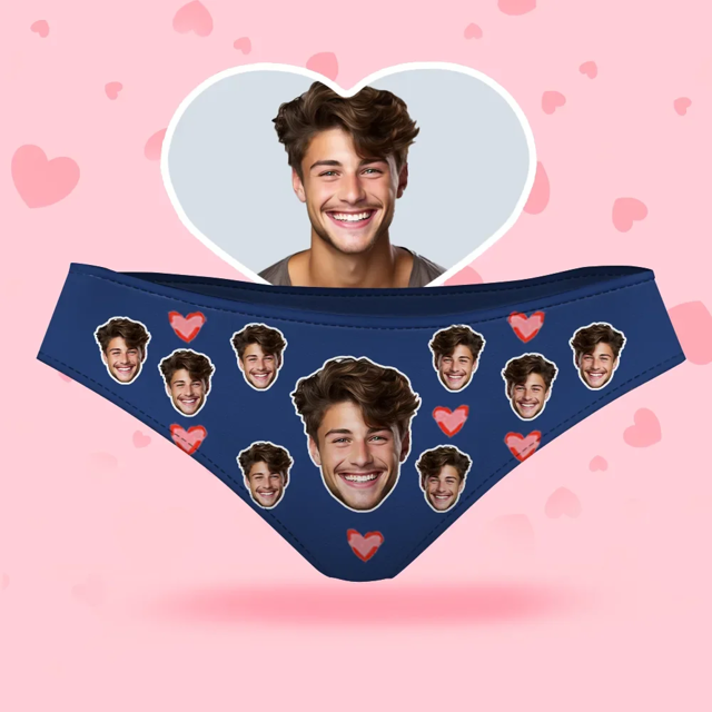 Picture of Customized underwear | Custom Face Women's Panties, Pink Heart With His Face Style Underwear, Birthday Gifts for Wife and Girlfriend