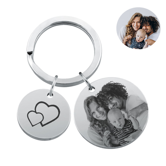 Picture of Custom Photo Keychain - Personalized stainless steel Keychain -  Gift for Boyfriend & girlfriend