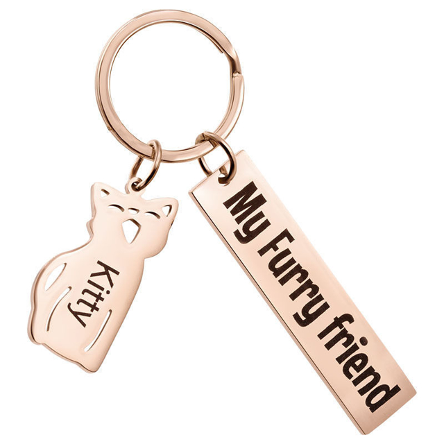 Picture of Custom Pet Keychain - Personalized Keychain with Charms and Text - Pet Person Birthday Gift