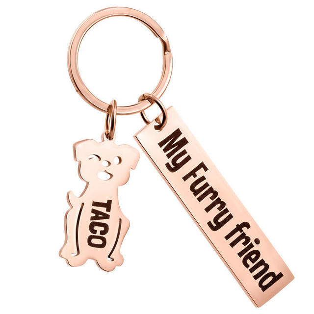 Picture of Custom Pet Keychain - Personalized Keychain with Charms and Text - Pet Person Birthday Gift