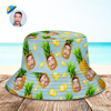 Picture of Custom Bucket Hat | Personalized Photo Gift Funny Cartoon Pineapple Bucket Hat Hawaiian Fisherman Hat