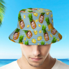 Picture of Custom Bucket Hat | Personalized Photo Gift Funny Cartoon Pineapple Bucket Hat Hawaiian Fisherman Hat