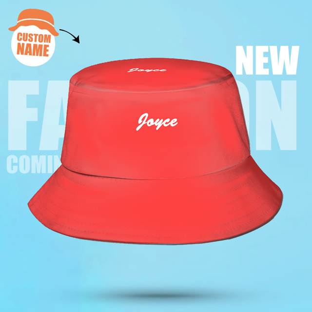 Picture of Customised Bucket Hat | Bucket Hat with Text | Personalised Wide Ribbed Outdoor Summer Hat