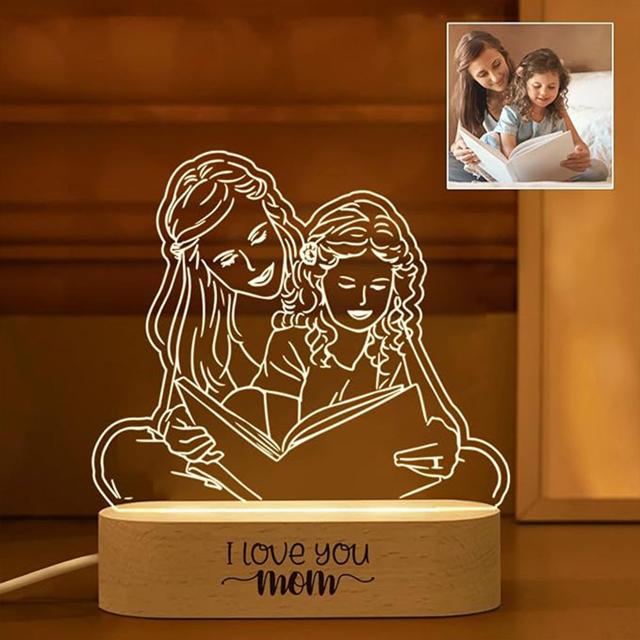 Picture of Custom Sketch Photo Night Light with Personalized Photo - Best Anniversary, Valentine's Day or Christmas Gift