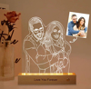 Picture of Custom Sketch Photo Night Light with Personalized Photo - Best Anniversary, Valentine's Day or Christmas Gift