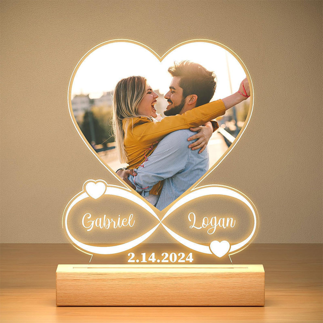 Picture of Personalised Heart Shaped Photo Anniversary Night Light - Custom Photo Night Lamp - Best Valentine's Day Gift