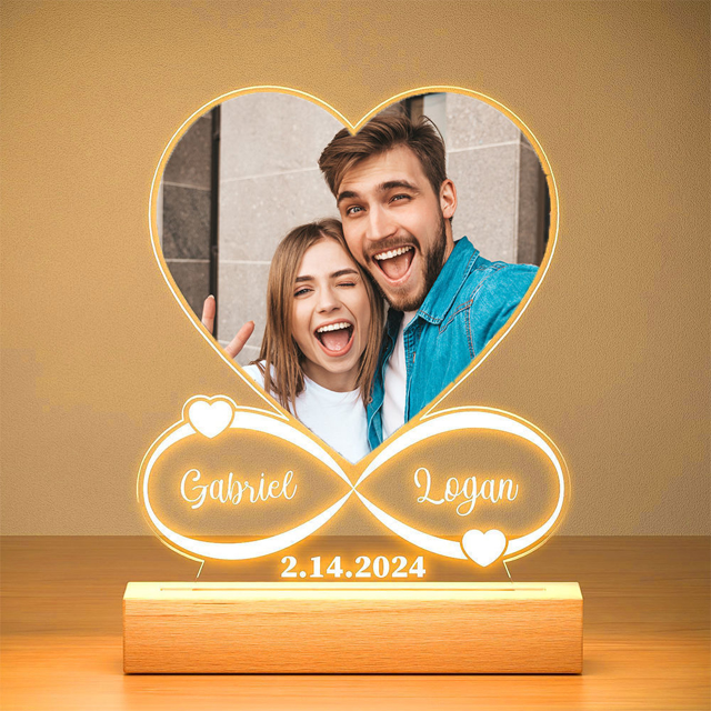 Picture of Personalised Heart Shaped Photo Anniversary Night Light - Custom Photo Night Lamp - Best Valentine's Day Gift