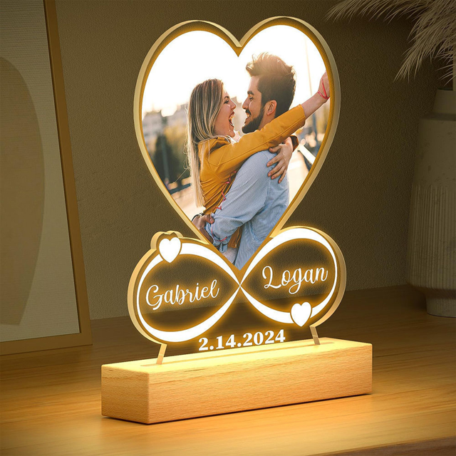 Picture of Personalised Heart Shaped Photo Anniversary Night Light - Custom Photo Night Lamp - Best Valentine's Day Gift