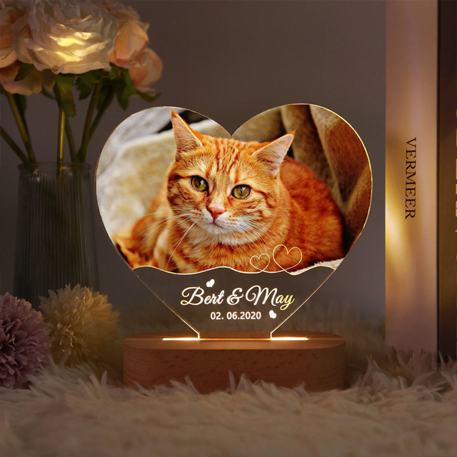 Picture of Personalized Pet Memorial Photo Night Light w/ Multiple Shapes - Custom Pet Night light -  Heartwarming Gift for Pet Person