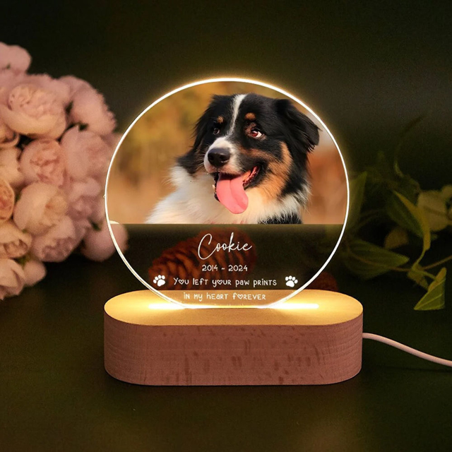 Picture of Personalized Pet Memorial Photo Night Light w/ Multiple Shapes - Custom Pet Night light -  Heartwarming Gift for Pet Person