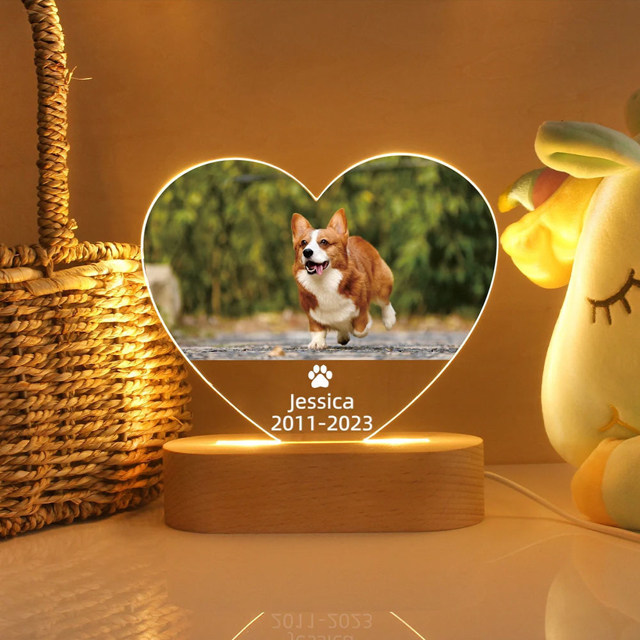 Picture of Personalized Pet Memorial Photo Night Light w/ Multiple Shapes - Custom Pet Night light -  Heartwarming Gift for Pet Person