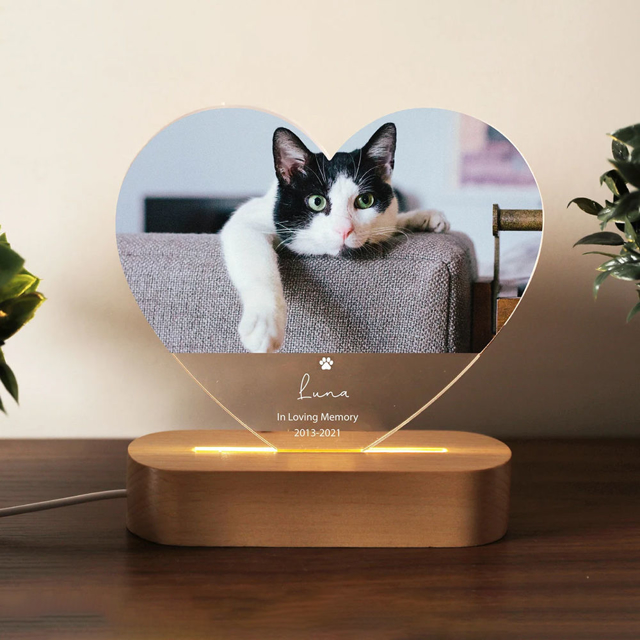 Picture of Personalized Pet Memorial Photo Night Light w/ Multiple Shapes - Custom Pet Night light -  Heartwarming Gift for Pet Person