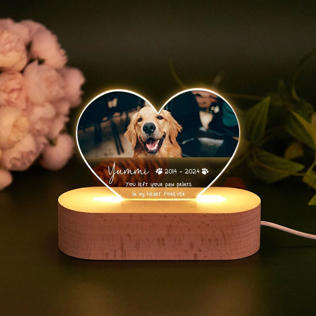 Picture of Personalized Pet Memorial Photo Night Light w/ Multiple Shapes - Custom Pet Night light -  Heartwarming Gift for Pet Person