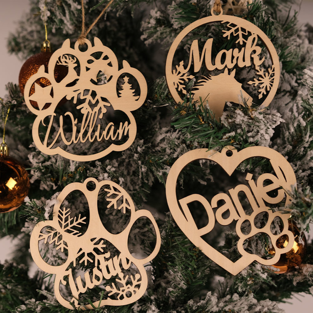 Picture of Personalized Dog Paw Ornament - Personalized Christmas Name Ornament - Custom Name Pet Ornament - Christmas Tree Ornament - Best Xmas Home Decor - 3 Pack Bundle Sales