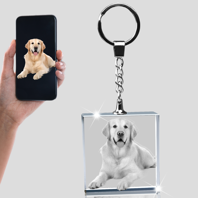 Picture of Personalized 2D or 3D Crystal Photo Keychain Gift in Square - Custom Photo Keychain