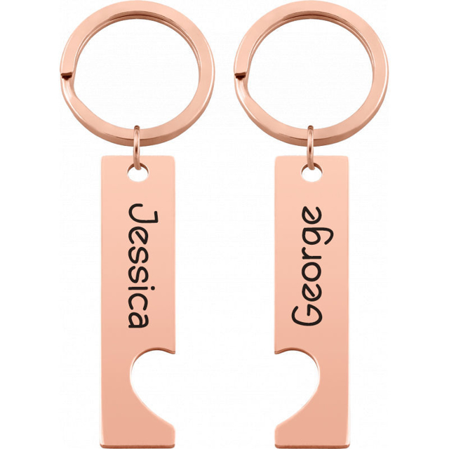 Picture of Custom Couple Keychain - Personalized Keyring with Names - Gift for Birthday or Valentine's day