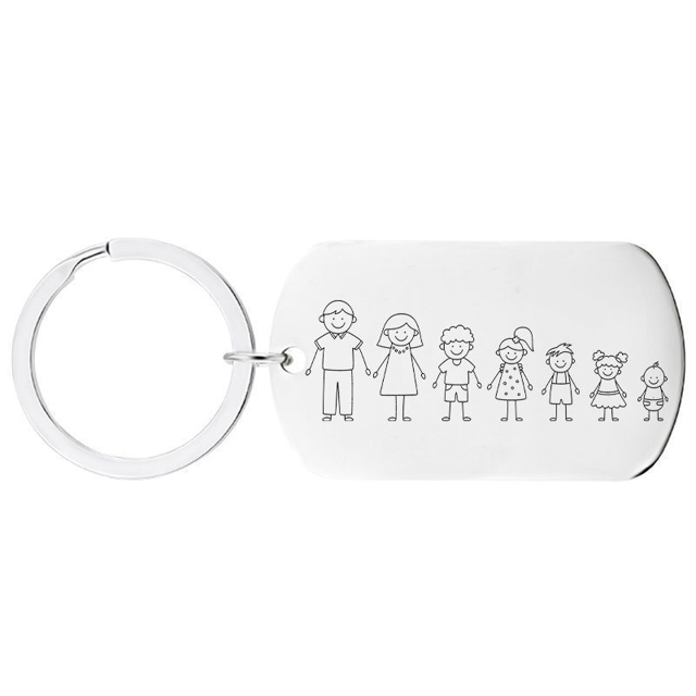 Picture of Custom Family Keychain - Personalized Keyring with Cute Family Figures - Gift for Father's Day and Mother's Day