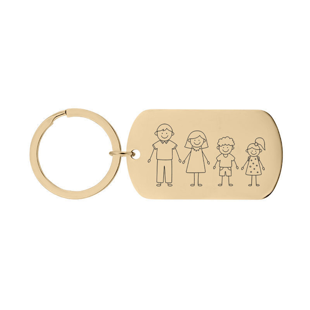 Picture of Custom Family Keychain - Personalized Keyring with Cute Family Figures - Gift for Father's Day and Mother's Day