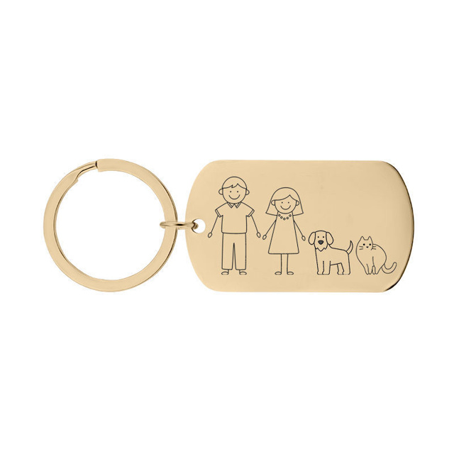 Picture of Custom Family Keychain - Personalized Keyring with Cute Family Figures - Gift for Father's Day and Mother's Day