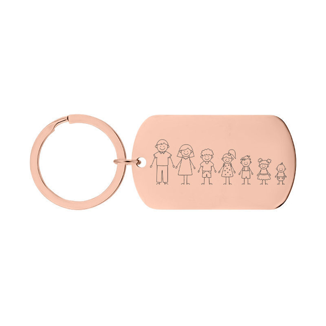 Picture of Custom Family Keychain - Personalized Keyring with Cute Family Figures - Gift for Father's Day and Mother's Day