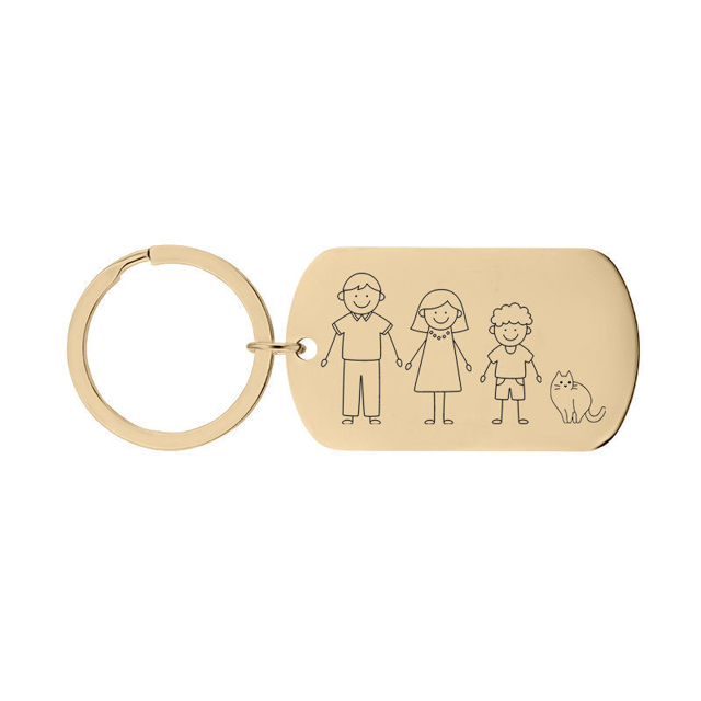 Picture of Custom Family Keychain - Personalized Keyring with Cute Family Figures - Gift for Father's Day and Mother's Day