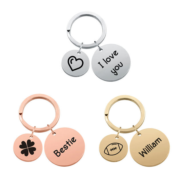 Picture of Custom Keychain with Text - Personalized Stainless Steel Keyring - Gift for Your Loved One