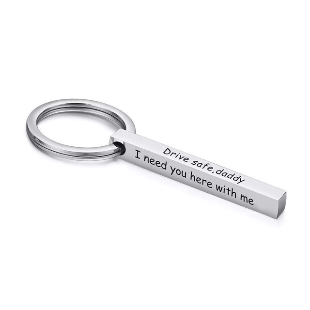 Picture of Custom Bar Keychain - Personalized Keyring with Multiple Texts - Gift for Father's Day