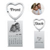 Picture of Custom Photo Keychain - Personalized stainless steel Keyring with Calendar - Gift for Anniversary