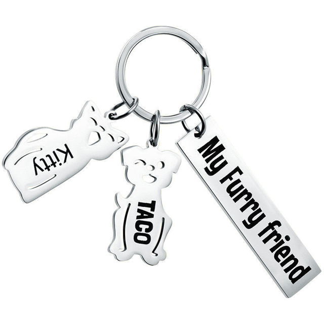 Picture of Custom Family Member Keychain - Personalized Keyring with Charms and Text - Gift for Father's Day and Mother's Day