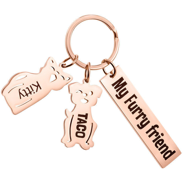 Picture of Custom Family Member Keychain - Personalized Keyring with Charms and Text - Gift for Father's Day and Mother's Day