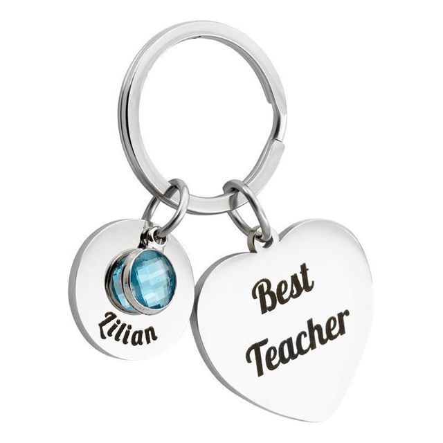 Picture of Custom Heart Keychain - Personalized Keyring with Multiple Texts - Gift for Birthday