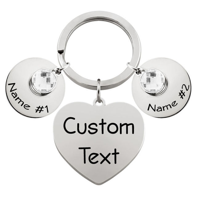 Picture of Custom Heart Keychain - Personalized Keyring with Multiple Texts - Gift for Birthday