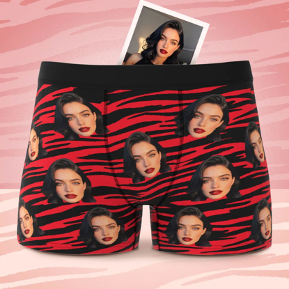 Picture of Custom Face Boxer Briefs | Sexy Striped Briefs | Personalized Photo Boxer Briefs