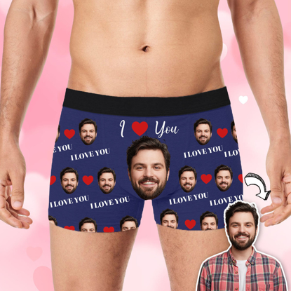 Picture of Custom Photo Boxer Briefs | Custom Big Face Boxer Briefs | I Love You  | Personalized Photo Boxer Briefs