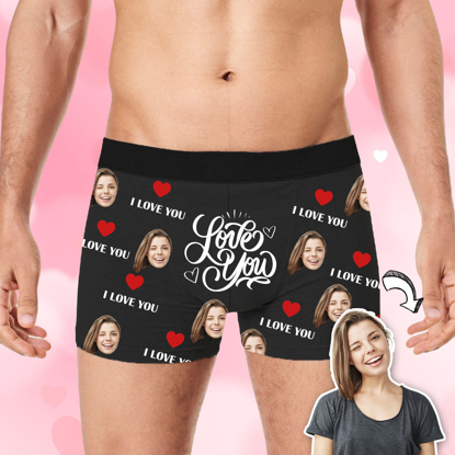Picture of Custom Photo Boxer Briefs | Custom Big Face Boxer Briefs | Love You | Personalized Photo Boxer Briefs