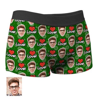 Picture of Custom Christmas Lover Face Boxer Shorts | Personalized Photo Boxer Briefs