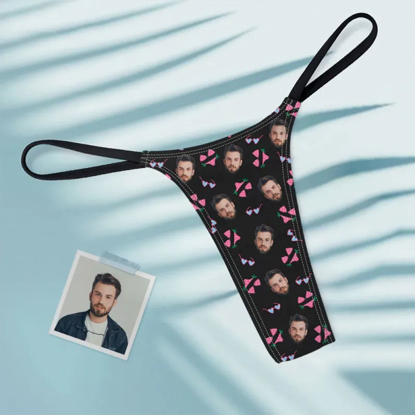 Picture of Custom Face Cute Bikini Pattern | Personalized  Women's Tanga Thong Gift for Her