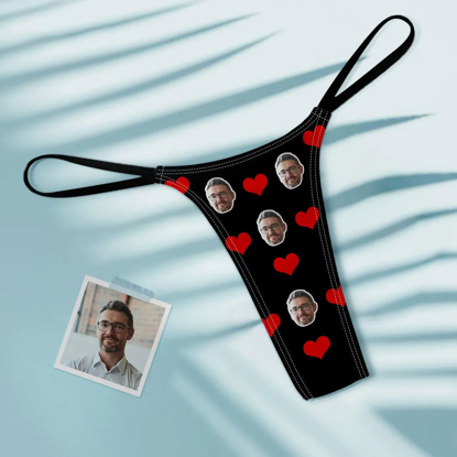 Picture of Custom Face Love Hearts Women's Colorful Thong | Personalized Face Thong