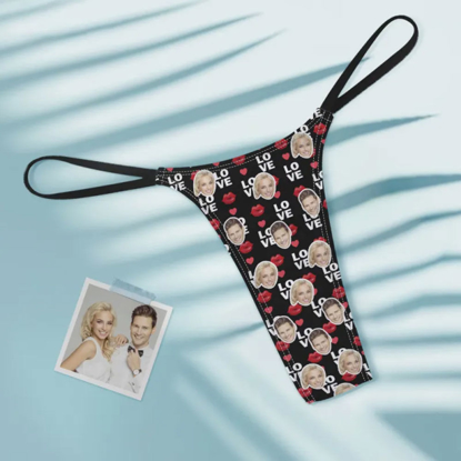 Picture of Custom Face Love Women's Colorful Tanga Thong Lip Print| Personalized Face Thong