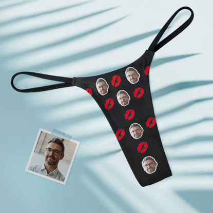 Picture of Custom Face Red Lips Women's Colorful Thong Kiss | Personalized Face Thong