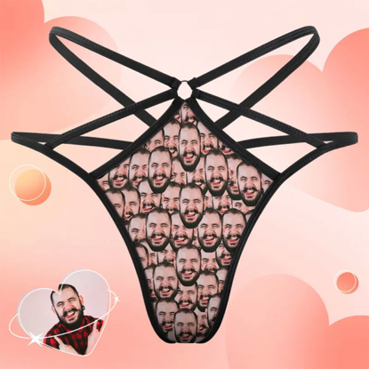 Picture of Custom Face Thong Boyfriend Multi Face Funny Sexy Photo Thongs | Personalized Face Thong