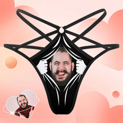 Picture of Custom Face Thong Personalized Face Tear Sexy Funny Women's Thongs | Personalized Face Thong