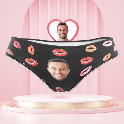 Picture of Custom Face Women's Panties| Personalized Face Panties | Colorful Lipstick of Love Gift for Her