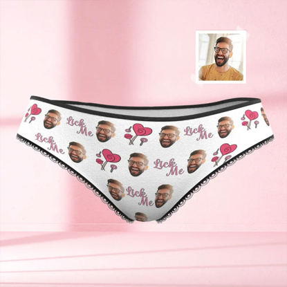 Picture of Custom Face Women's Panties Lick Me Naughty Romantic Gift | Personalized Face Panties