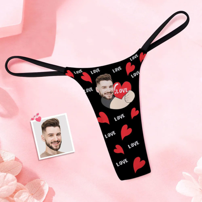 Picture of Personalized Face Thong | Custom Face Women's Thong Love Heart Women's Thong