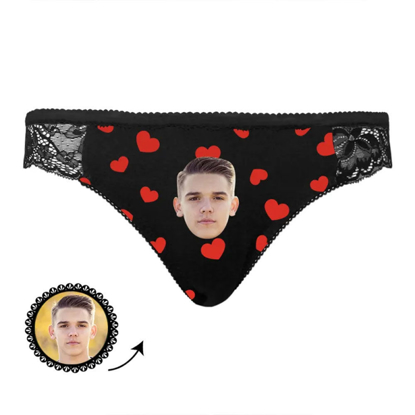 Picture of Custom Photo Panties | Personalized Lace Photo Panties | Women's Sexy Panties with Boyfriend Face | Heart Shape