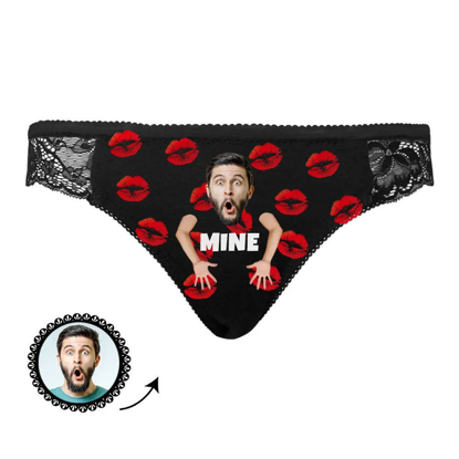 Picture of Custom Photo Panties | Personalized Lace Photo Panties Women Sexy Lip Panties With Boyfriend Face