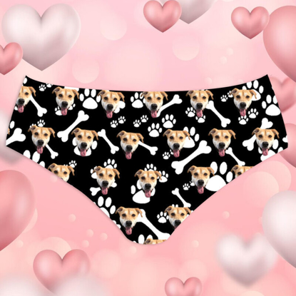 Picture of Custom Photo Panties | Personalized photo panties | Custom women's panties | Dog paws and bones