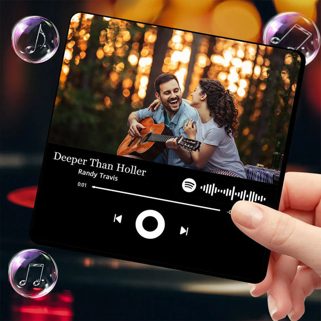 Picture of Custom Music & Photo Fridge Magnet - Personalised Spotify Plaque Magnet - Fridge Magnet